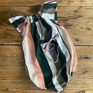 Striped Flutter sleeve Onesie